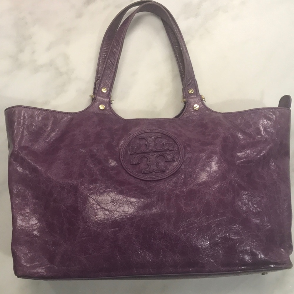 Authentic Tory Burch Glazed leather Bombe Tote